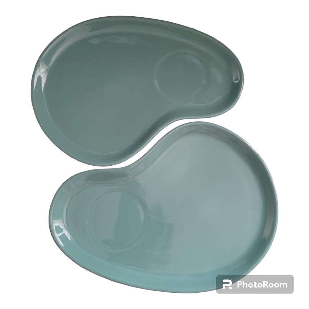 Dining (2) Oggi ceramic snack plates drink indentation new
